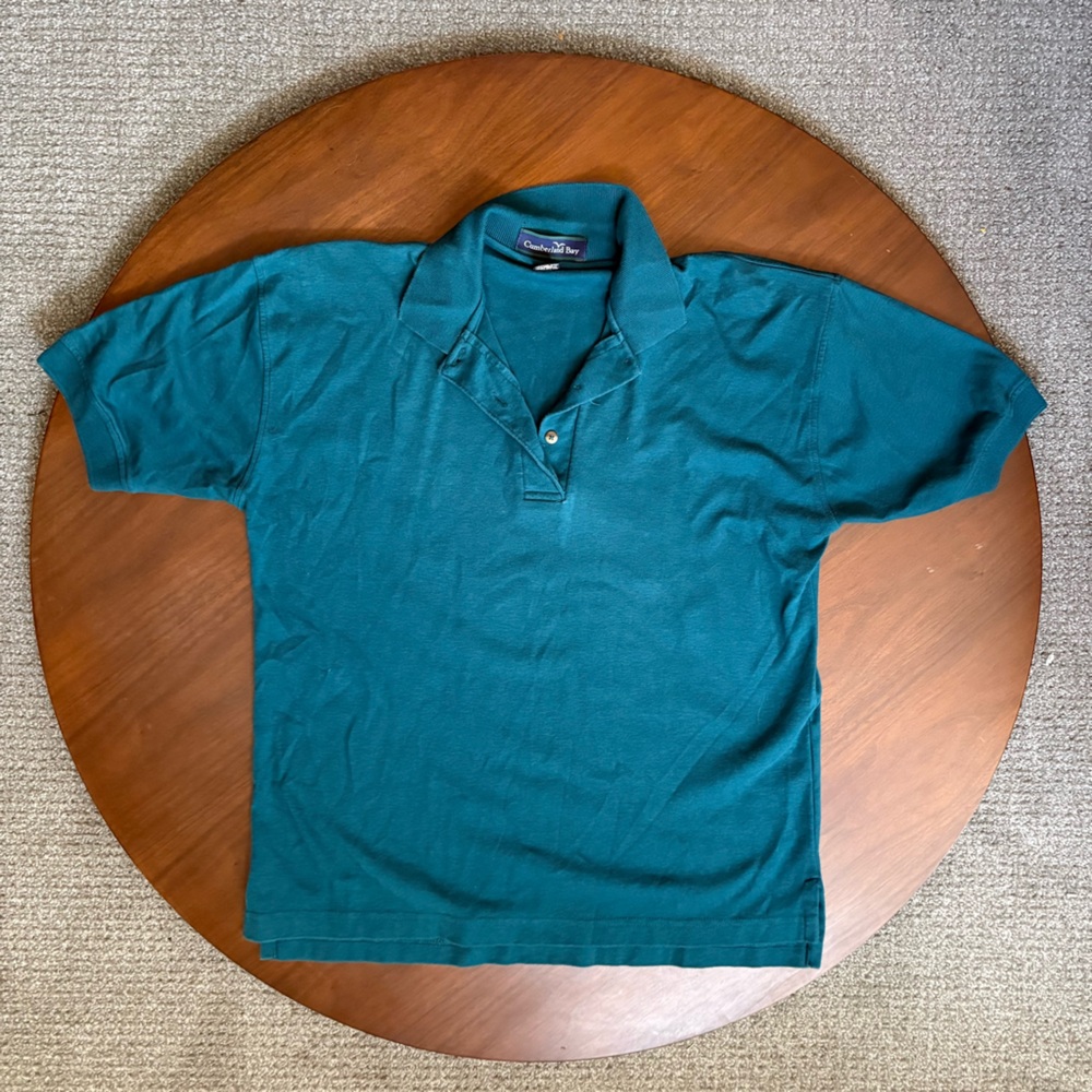 Cumberland Bay Polo Shirt Men's Size Medium Teal Blue 100% Cotton